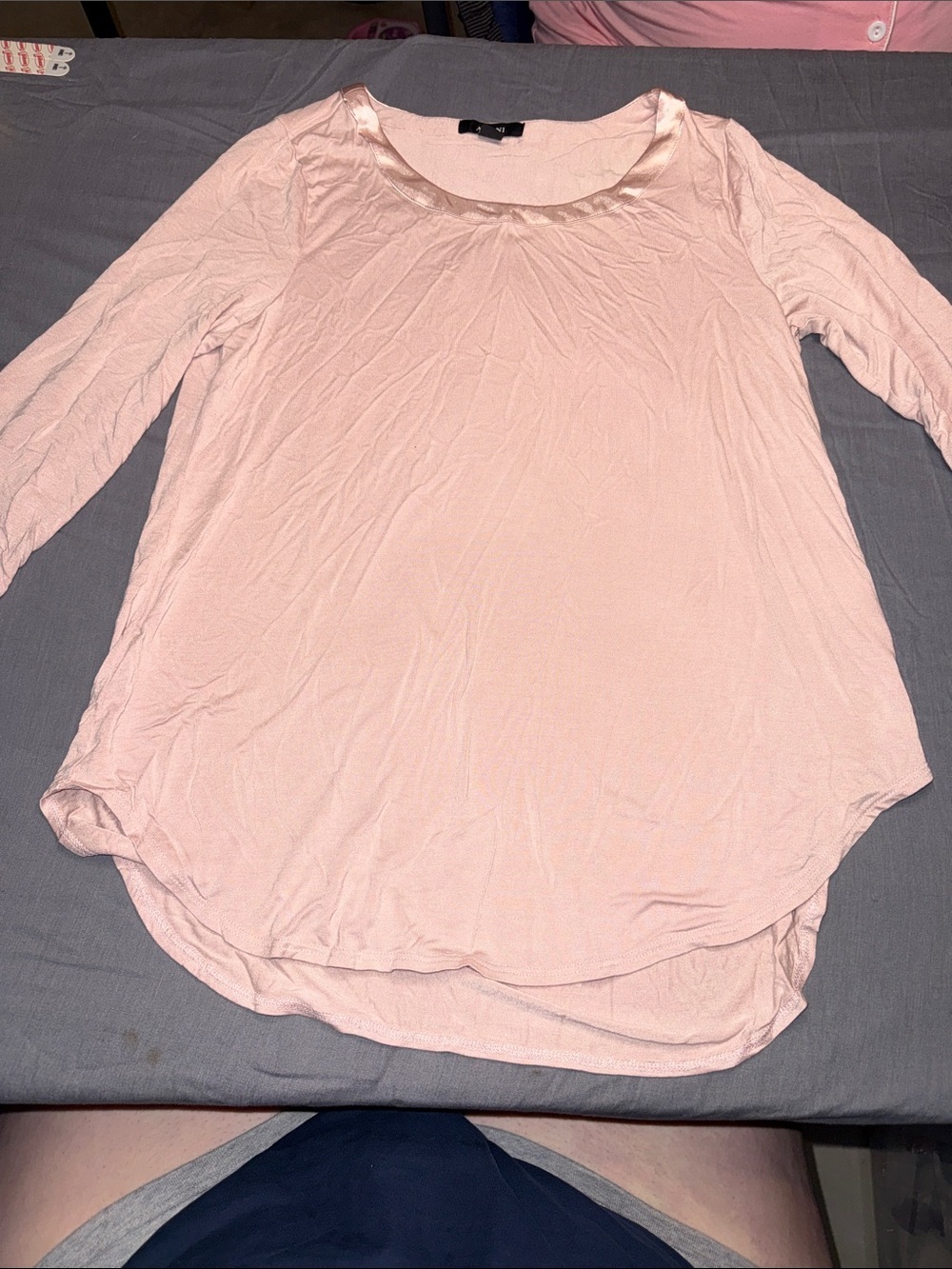 Alfani Pale Pink Scoop Neck 3/4 Long Sleeve Tunic Top